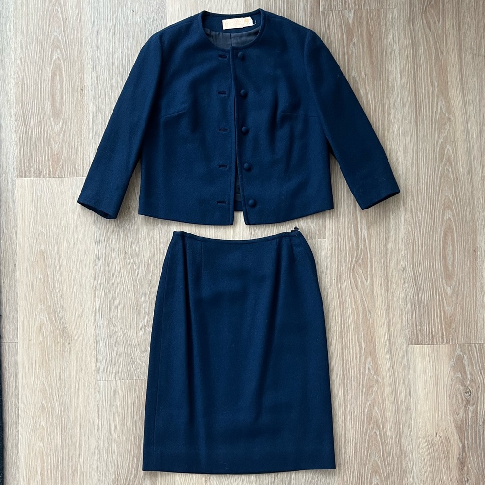 Vintage Pendleton Skirt Suit - Royal Blue 100% Virgin Wool